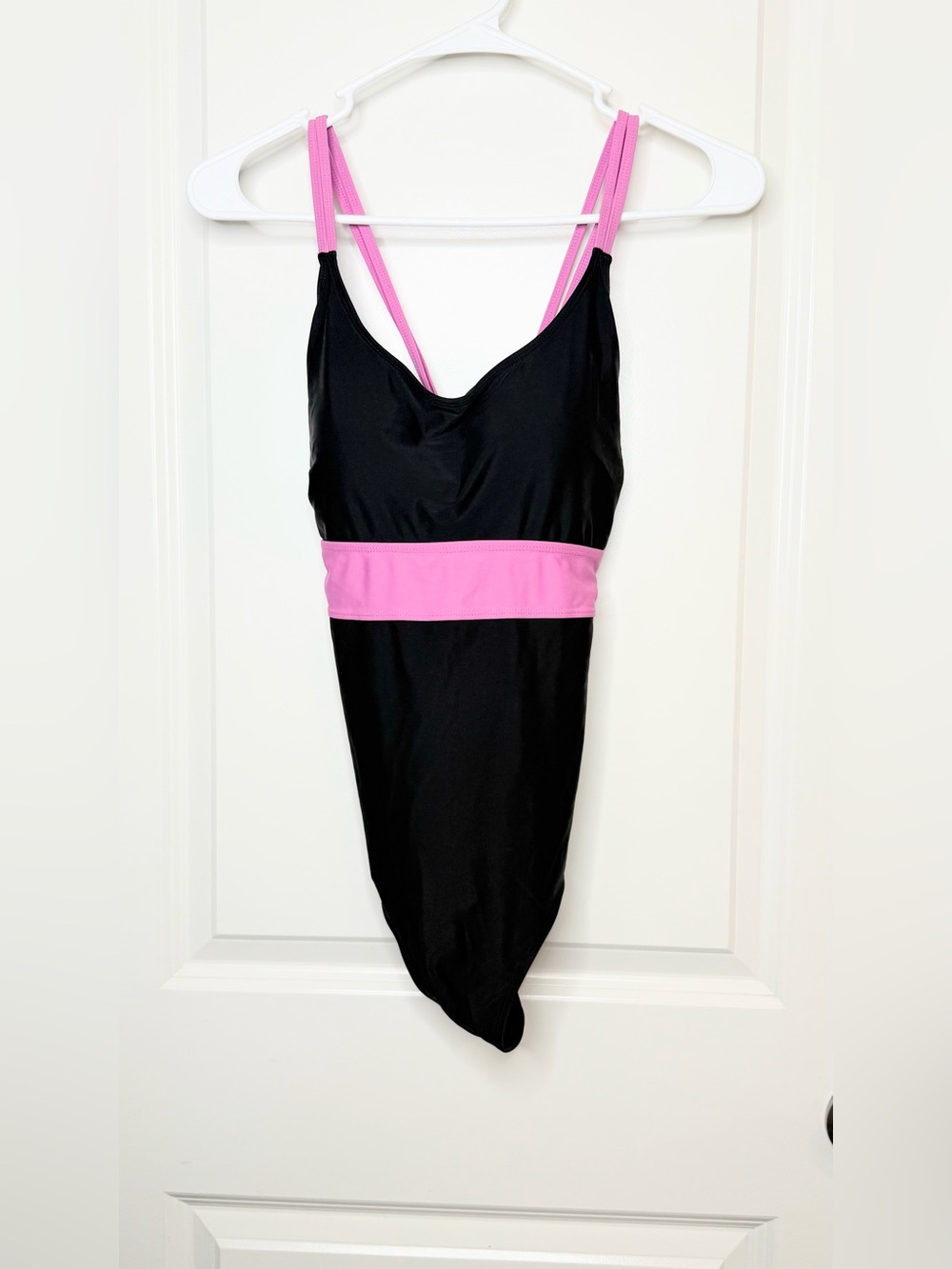 Basic Editions One Piece Swimsuit Women’s 6 Black Pink Colorblock Padded